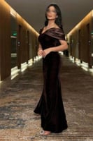 فستان سهرة أنيق لون بني