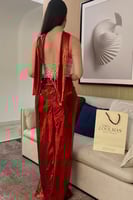 فستان سهرة أنيق بلون احمر و بيج