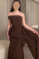 فستان سهرة أنيق لون بني