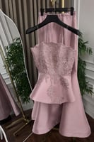 طقم سهره أوف شولدر بالون وردي