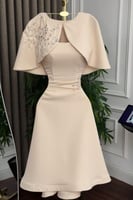 فستان ناعم أوف شولدر لون اصفر