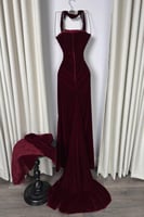 فستان سهرة أنيق شتوي لون عودي