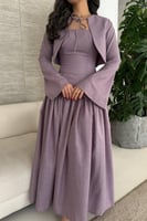 فستان ناعم قطعتين لون موف