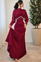 فستان أوف شولدر لون عودي