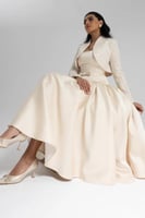 فستان ناعم قطعتين لون بيج