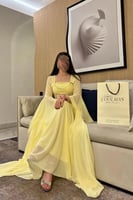 فستان سهره أوف شولدر لون أصفر