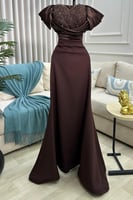 فستان سهره أوف شولدر لون بني