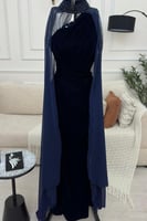 فستان سهرة اوف شولدر لون كحلي