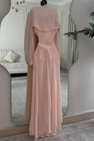 فستان سهر اوف شولدر لونين وردي و عودي