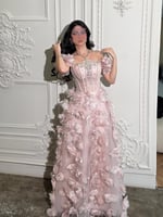 فستان سهره اوف شولدر لون وردي