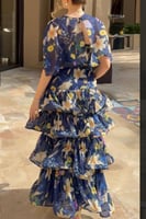 فستان ناعم طبقات بالونين كحلي و اسود