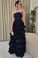 فستان سهره توب بطبقات لون كحلي