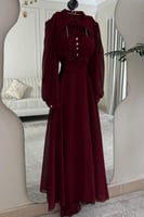 فستان سهر اوف شولدر لونين وردي و عودي