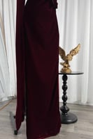 فستان سهرة أنيق شتوي لون عودي