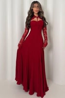 فستان ناعم اوف شولدر لون احمر