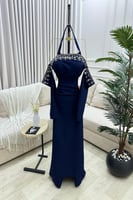 فستان سهرة اوف شولدر بأكمام طويلة دانتيل لون كحلي...