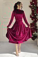 فستان ناعم اوف شولدر لون عودي