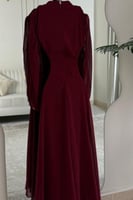 فستان سهر اوف شولدر لونين وردي و عودي