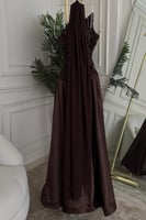 فستان سهرة توب أنيق بلونين بني و عودي