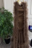 فستان ناعم سهرة لون بني