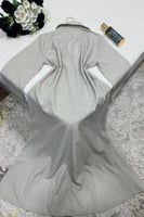 جلابية ناعم اوف شولدر بالونين رمادي و بيج