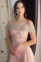 فستان سهره أوف شولدر لون لحمي