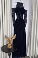 فستان سهرة أنيق شتوي لون كحلي