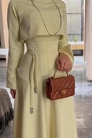 فستان ناعم مع جاكت لون ليموني