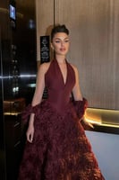 فستان سهره قطعتين موردة لونين