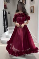 فستان ناعم اوف شولدر لون عودي