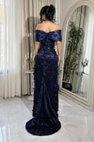 فستان سهر اوف شولدر لون كحلي