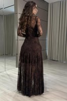 فستان أوف شولدر لون بني