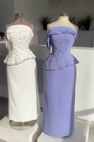 فستان سهرة توب مزين بالخرز لونين