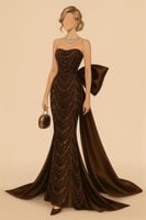 فستان سهره توب بذيل فيونكه لون بني داكن