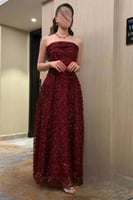 فستان سهره أوف شولدر مشغول لون عودي