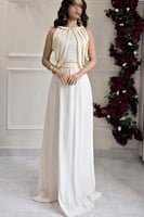 فستان ناعم اوف شولدر لون بيج