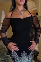 فستان سهره أوف شولدر بالحبال لون اسود