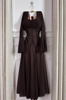 فستان أوف شولدر لون بني