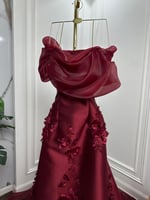 فستان سهرة اوف شولدر لون برغندي