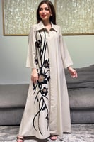 جلابية ناعم اوف شولدر بالونين رمادي و بيج