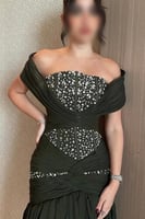 فستان سهره أوف شولدر لون زيتي