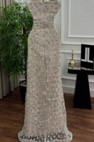 فستان سهرة مشغول لونين