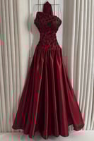 فستان سهرة توب أنيق بلونين بني و عودي