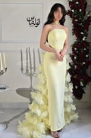 فستان سهرة توب بإضافة ذيل موردة بعدة الوان