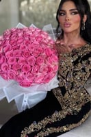 فستان سهره نسائية قطعتين مزين بالخرز لون أسود