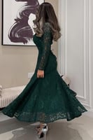 فستان ناعم اوف شولدر بلون زيتي