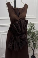 فستان ناعم كت لون بني