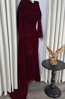 فستان سهرة أنيق شتوي لون عودي