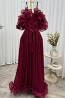 فستان ناعم اوف شولدر لون عودي