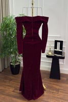 فستان سهرة أوف شولدر لون عودي